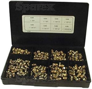 Sparex Brand S.2846 Grease Nipple Assortment (185 pcs.) Contains 30 x 1/8' BSP / 0Â°, 30 x 5/16' BSF / 0Â°, 20 x 1/8' BSP / 45Â°, 20 x 1/8' BSP / 67Â°, 30 x 1/4' BSF / 67Â°, 20 x 5/16'