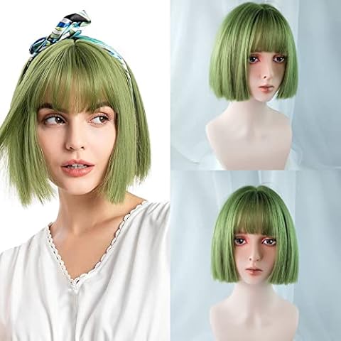 Short Straight Wigs Short Wigs for Women Short Bob Wigs with Bangs Short Straight Wig Synthetic Wigs Heat Resistant Costume Cosplay Party Wigs for Daily Use Cosplay Halloween Party Cover