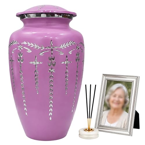 Image of Urns Human Ashes Adult Male /Female,Creamation Urn for Human Ashes Adult Man /Women,200+ Cubic inch Capacity,Decorative Burial Urn, Funeral Cremation Urns 11x6.5 - Purple