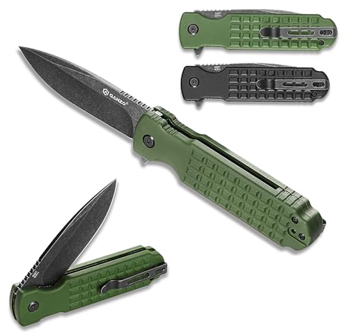 Firebird Ganzo G627-GB EDC Folding Pocket Knife Razor Sharp 8CR14 Blade Handle with Clip Outdoor Hunting Fishing Hiking Folder Best Gift for Men (Green)