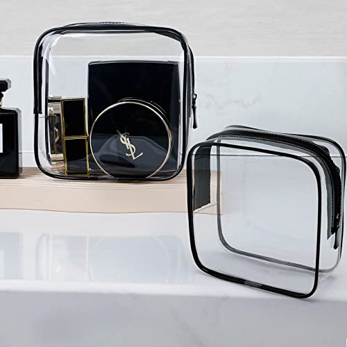 Patu Transparent Travel Toiletry Bag, Standing Waterproof Clear Pouch, Portable Shaving Washing Kits Organizer, Tsa Approved Personal Care Trip Case, Pack Of 4 Sizes (S Plus/M/L/Xl), Black #TOP3