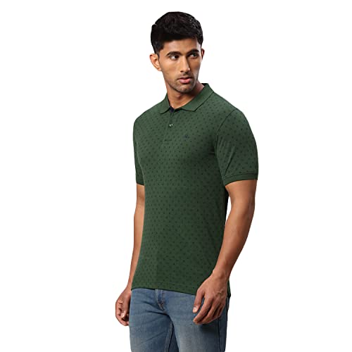 Image of Raymond Men's Pure Cotton Print Pattern Modern Fit Polo Collar Polo Neck Half Sleeve Casual T-Shirt