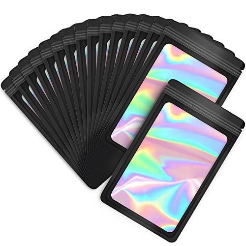 EONJOE 100-Pack 6×9 Inch Mylar Bags Holographic Resealable Sealable Packaging Zip Bag Small Bussiness Jewelry Candy Sample Food Packing Supplies,Black