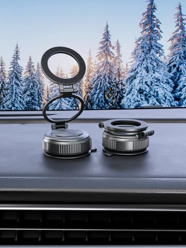 Image of CableCreation 360 Rotating Magnetic Car Phone Holder - N52 Vacuum Suction Cup Mount,Adjustable Suction Cup Cell Phone Mount, Waterproof Multi-Surface Sticky Stand for MagSafe iPhones & Android
