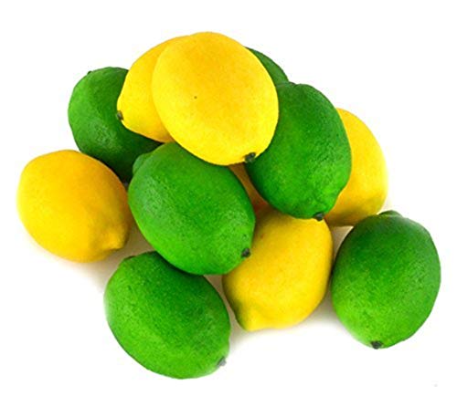Image of Ulalaza 12Pcs Fake Lemon Artificial Fruits Model Lifelike Yellow&Green Lemon Home House Kitchen Party Decoration Desk Ornament