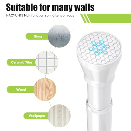 Image of Tension Curtain Rod 2 Pack 30-64 Inch Curtain Rods No Drilling White Tension Spring Rod Adjustable Curtain Rod Expandable Pressure shower Rod for Windows Closet Doorway