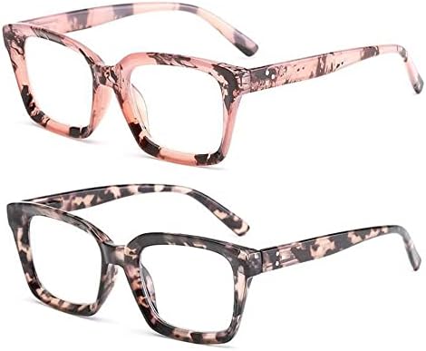CVVTSPE Retro Spring hinge Womens Readers,Blue Light Blocking Computer Square Reading Glasses for Women Men (Floral Pink&Grey Tortoise, 2, multiplier_x)