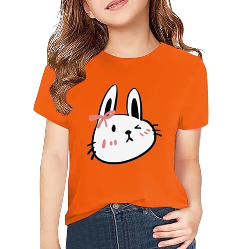 Children's T Shirt Festival T Shirt Fashion Short Sleeve Crew Neck T Shirt for Kids Girls Thermals (Orange, 8-9 Years)