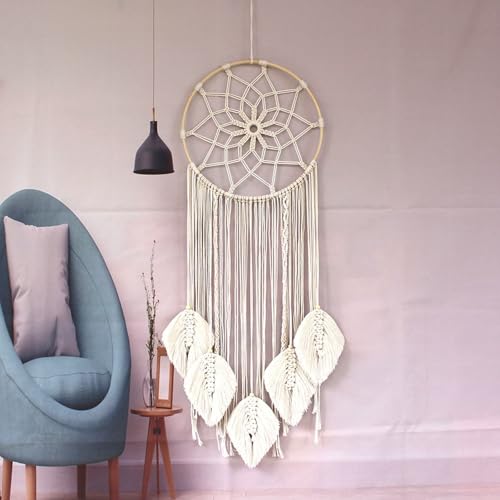 Capteur de Rêve Tenture Murale 30X100cm en coton beige tissée main style scandinave