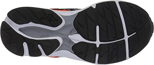 Mizuno Wave Rider 20 Junior Running Shoe (Little Kid/Big Kid), Clownfish/Black, 2.5 D US Little Kid