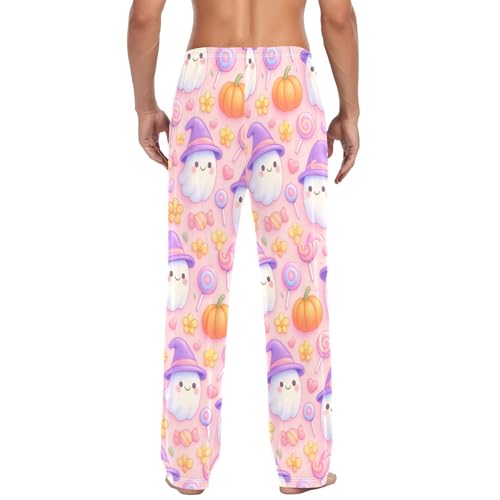 Spirits with Purple Hats Men's Cotton Pajama Pants with Pockets and Drawstring Comfortable and Stylish,S3