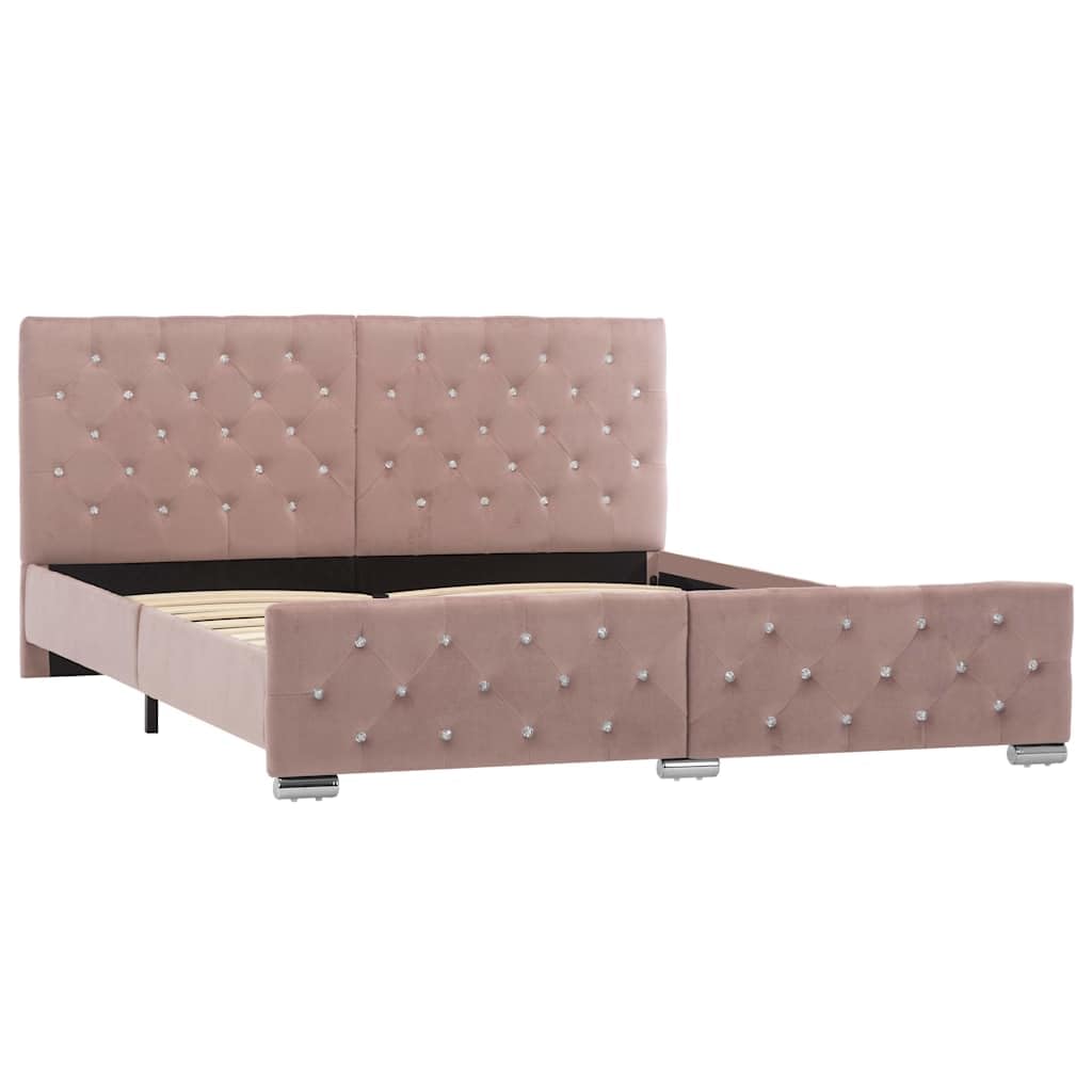 Cadre de lit rose velours 160 x 200 cm
