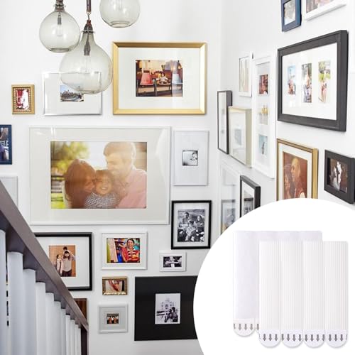 Image of HINZIC 12Pairs /24 Strips Picture Hanging Strips Heavy Duty, Adhesive Strips for Poster, Removable Picture Hangers No Damage Without Nails for Home Office Dorm Wall Picture Frame Decorations -White