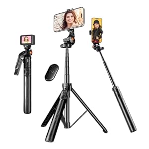 63″ Phone Tripod & Selfie Stick, Lusweimi Portable iPhone Tripod Stand with Wireless Remote, Upgraded Selfie Stick Tripod for Travel, Cell Phone Tripod Compatible with iPhone 15/14/13/Samsung/GoPro