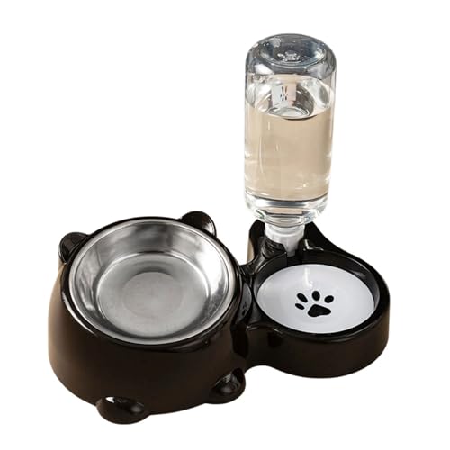 Base coulissante en métal amovible avec double bol automatique surélevé pour chats