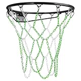Chain Basketball net Heavy Duty Replacement,Carbon Steel Basketball net, Anti-Rust Use Indoor Outdoor Standard 12 Loops Basketball Hoop, Green＆White