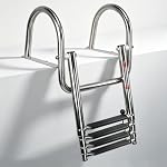 4 Step Pontoon Boat Ladder, Pontoon Ladders for Pontoon Boats,Stainless Steel Rear Entry Inboard Ladders Over Platform