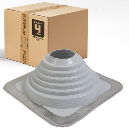 Fasteners Plus #4 Square EPDM Metal Roof Pipe Flashing Boot