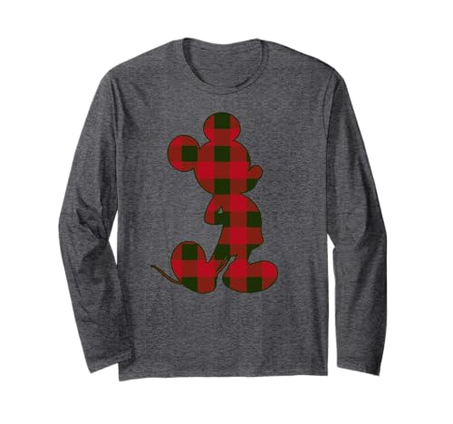 T-shirt Mickey de Noël manches longues vêtement coton imprimé carreaux hiver