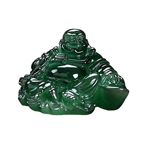QQWW Buddha Statue Change Farbe Zen Buddha Statue Dekoration Sitzen Buddha Skulptur Ornament Fengshui Dekoratives exquisites Handwerk (Color : Green)