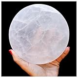 Om Zone Reiki Charged XXL 6-Inch Round Moroccan Selenite Charging Station Polished Flat Crystal Plate Tray Disc for Chakra Balance, Healing, Protection Crystal Recharge