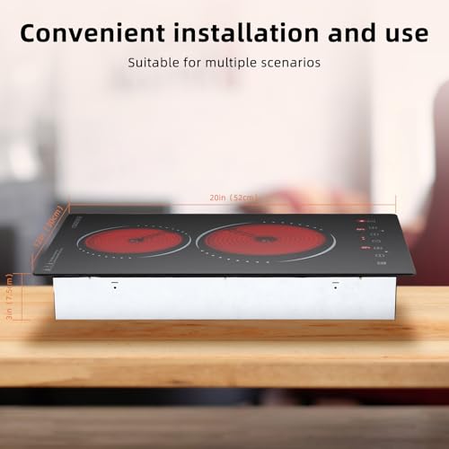 YINGENKOE Built-in 2 Burner Electric Cooktop 220v Electric Stove with Residual Heat Indicator,Compatible with All Cookware,1-9 Power Level,Hard Wire (No Plug) Suitable For Home Kitchens,Restaurants — view 6