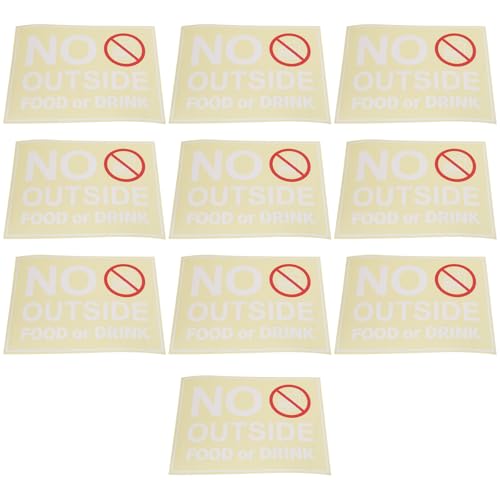 OTOTEC 10 Stück No Outside Food or Drink-Schild, 20,32 cm x 15,24 cm, transparent, selbstklebend, Vinyl-Aufkleber für Restaurant, Café, Büro, Kino, 10 Stück