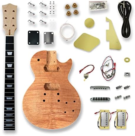 BexGears DIY Electric Guitar Kits Okoume Body, Maple Neck,Composite Ebony Fretboard