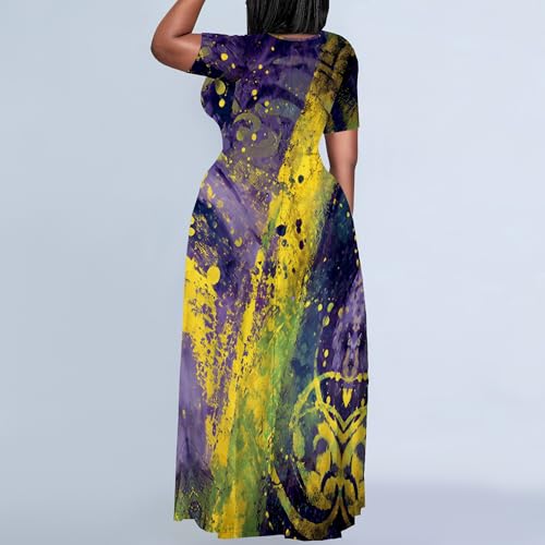 Image of SUZONANA Plus Size Dresses for Women Summer Casual Maxi Dress Short Sleeve Loose Vacation Dress
