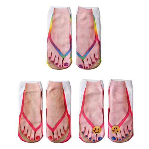Manicure Print 3D Pattern Flip Flop Socks - Casual Personalized Low Cut Ankle Socks