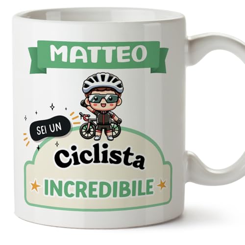 Mugffins Tazza Personalizzata in ceramica per CICLISTA uomo 11 oz / 350 ml - In italiano - Sei incredibile - Kawaii - Idea regalo per compleanno, anniversario, natale, laurea