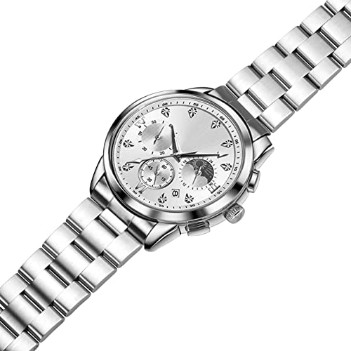 Kai Tian Solid Quality Stainless Steel Curved Ends Half-Moon Tapered 3D Beads 20Mm 22Mm Black Silver Metal Watch Band Strap For Men (20Mm, 3 Flat Silver) #TOP1