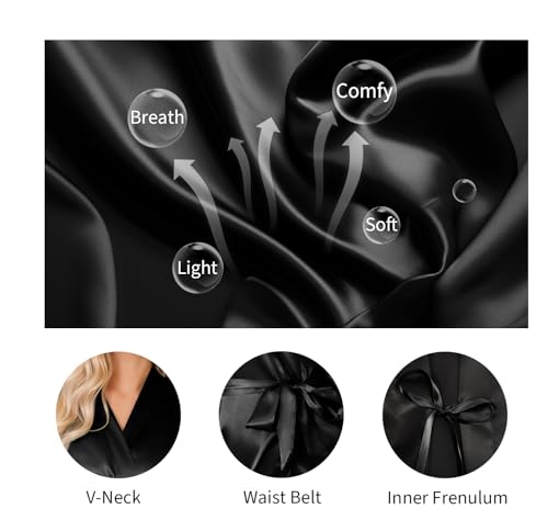 Lovasy Women's Satin Robes Silky Short Robe Lightweight Sleepwear Bride Bridesmaids Bathrobes Dressing Gowns Loungewear S-XXL4