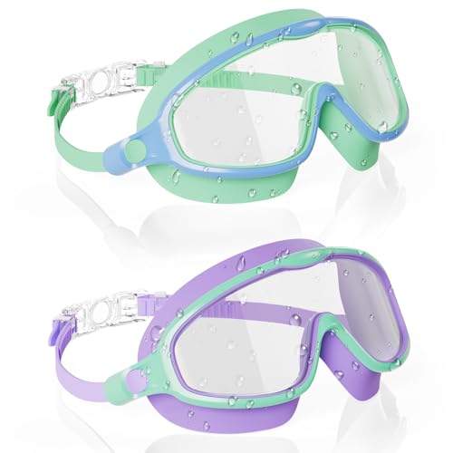 Aegend Swim Goggles Wide Frame Anti-Fog Swimming Goggles for Kids 3-14