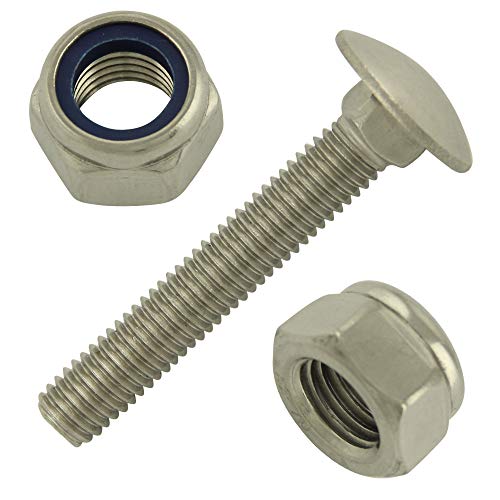 Preisvergleich Produktbild BiBa Schrauben Schlossschrauben Flachrundschrauben M10x25 / 25 Torbandschrauben Edelstahl A2 (2 Stück) / DIN 603 / Vollgewinde mit Vierkantansatz / V2A / Sicherungsmutter DIN 985