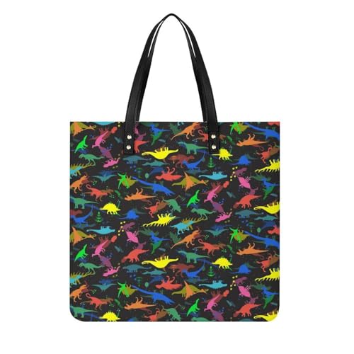 Sac à main shopper dinosaures pour femmes : grand tote bag en toile de voyage 39x39cm