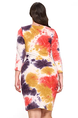 Image of ICONOFLASH Women's 3 /4 Sleeves Midi Bodycon Dress Crew Neck Fitted Dresses with Plus Size Options