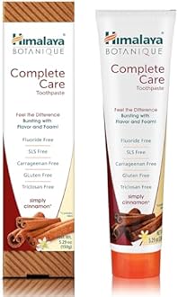Himalaya Botanique Complete Care Toothpaste, Herbal, Cinnamon Flavor, Fights Plaque, Freshens Breath, Fluoride Free, No Artificial Flavors, SLS Free, Cruelty Free, Foaming, 5.29 Oz, 1 Pack