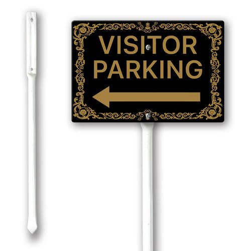 Geroclonup Visitor Parking Yard Sign with Stake Left Arrow Sign20x30cm Sturdy Aluminum Fade Resistant Lawn Decoration for Front Door Garden Outdoor Use