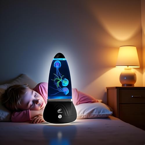 Image of Lightahead Mini Jellyfish Sensory Aquarium Lamp with 7 Color Changing Effects. The Ultimate Sensory Synthetic Jelly Fish Tank Aquarium (Small).