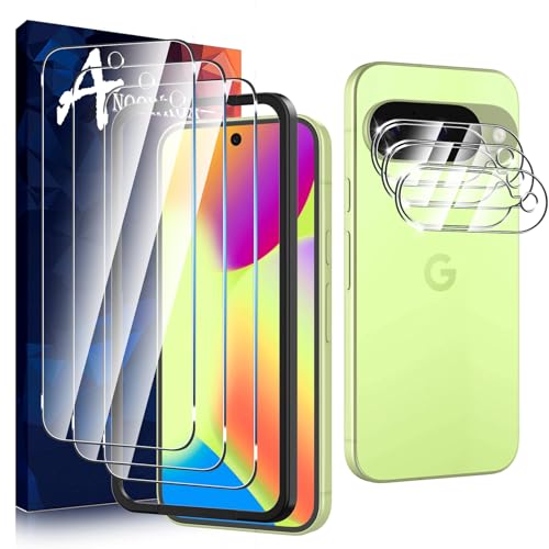 Anoowkoa 3 Pack for Google Pixel 10 6.3 inch Screen Protector + 3 Pack Camera Lens Tempered Glass Protector.9H Hardness.Support Fingerprint Unlock,Bubble-Free.With alignment tools Easy Installation