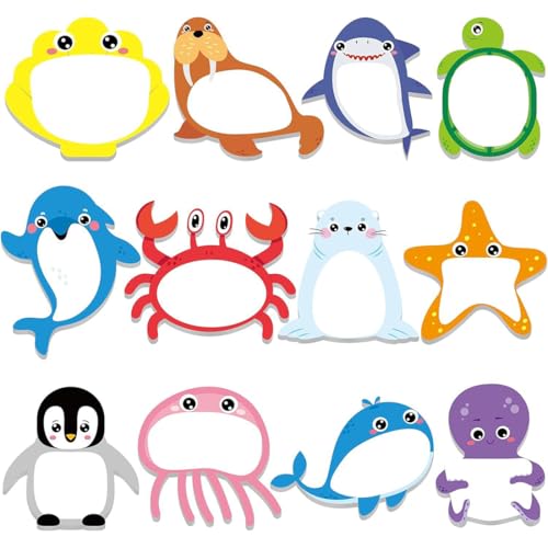 LONZIKP 12 Pack de 360 folhas autocolantes para crianças, desenhos animados de animais, mini, etiquetas autocolantes, bloco de notas em forma de animal, escolas, escritório, presentes para crianças