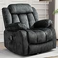 CANMOV Massage Recliner Chair with Heat and Vibration Manual Rocker Recline- Heavy Duty and Safety Motion Reclining Mechanism-Antiskid Fabric Sofa Living Room Chair with Overstuffed Design by CANMOV