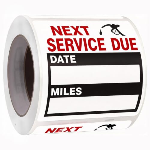 Oil Change Auto Maintenance Service Due Reminder Stickers Labels 100pcs/Roll Stickers,Easy-Peel with No Residue, Easy to Write On,2x2 Inch, Black