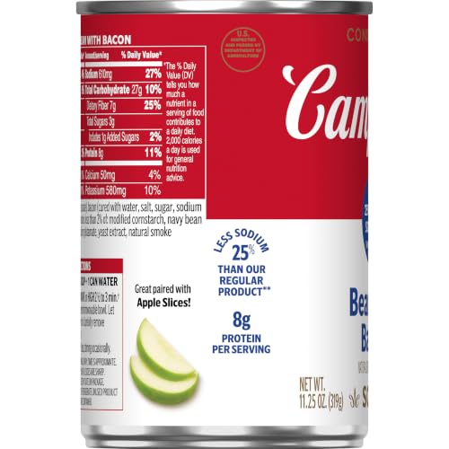 Image of Campbell's Condensed 25% Less Sodium Bean With Bacon Soup, 11.25 oz Can (12 Pack)