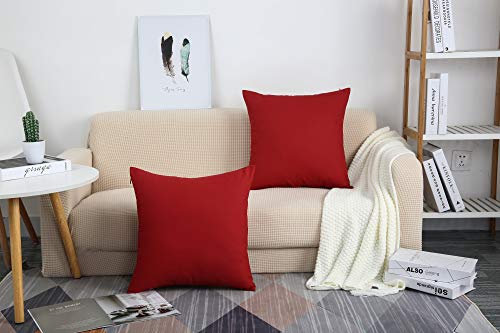 Tangdepot Cotton Solid Throw Pillow Covers, 26" X 26" , Deep Red #TOP7