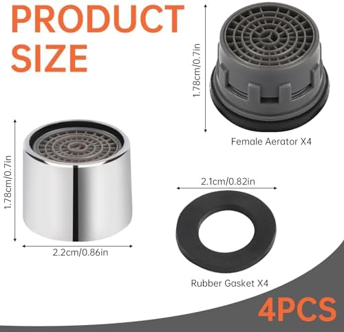 4 sztuki, M22, z obudową chromowo-mosiężną, gwint wewnętrzny 22 mm, z uszczelką, do łazienki