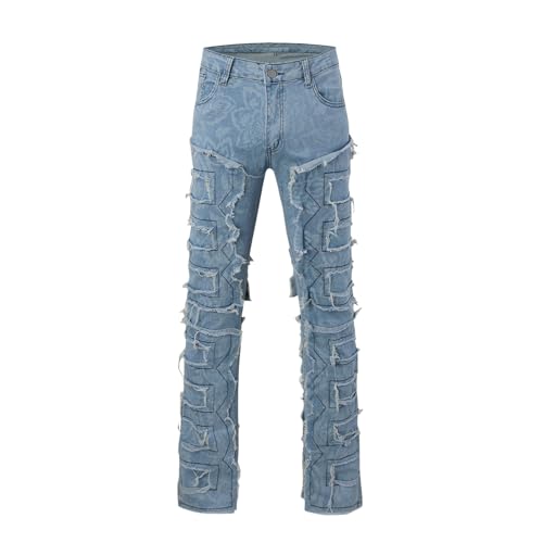 Y2K Clothing Men Stacked Jeans Slim Fit Stretch Y2K Hip Hop Streetwear Denim Pants Fashion Aesthetic Straight Leg Trousers3