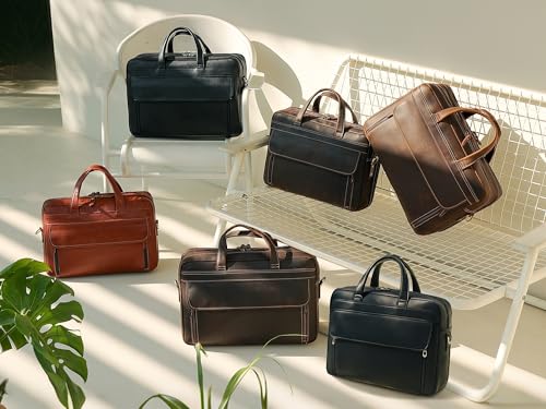 Masa Kawa Black Leather Briefcase