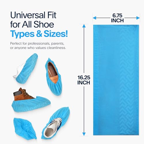 Image of Premium Disposable Boot & Shoe Covers Booties | 50 Pack | Durable, Non-Slip, Non-Toxic, Water Resistant, Recyclable Protectors for Indoor & Outdoor | Large Size Fits Most Shoes